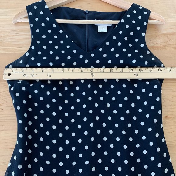 Tessuto Fully Lined Polkadot Navy Shift Dress - Size 4 - Picture 3 of 9
